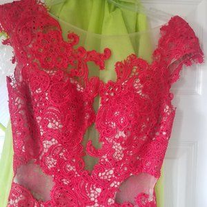 Mac Duggal Red Lace Gown- Vintage